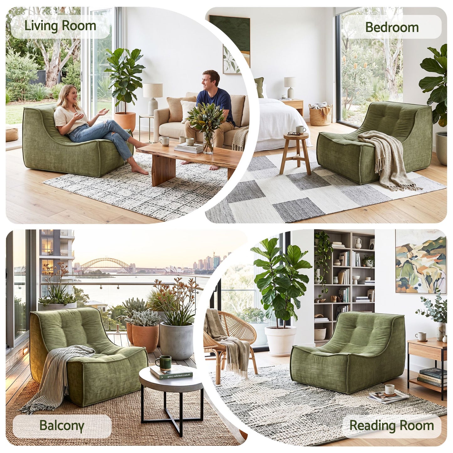 Green Olives Sofa Armless Chenille No Assembly Removable Cover Green