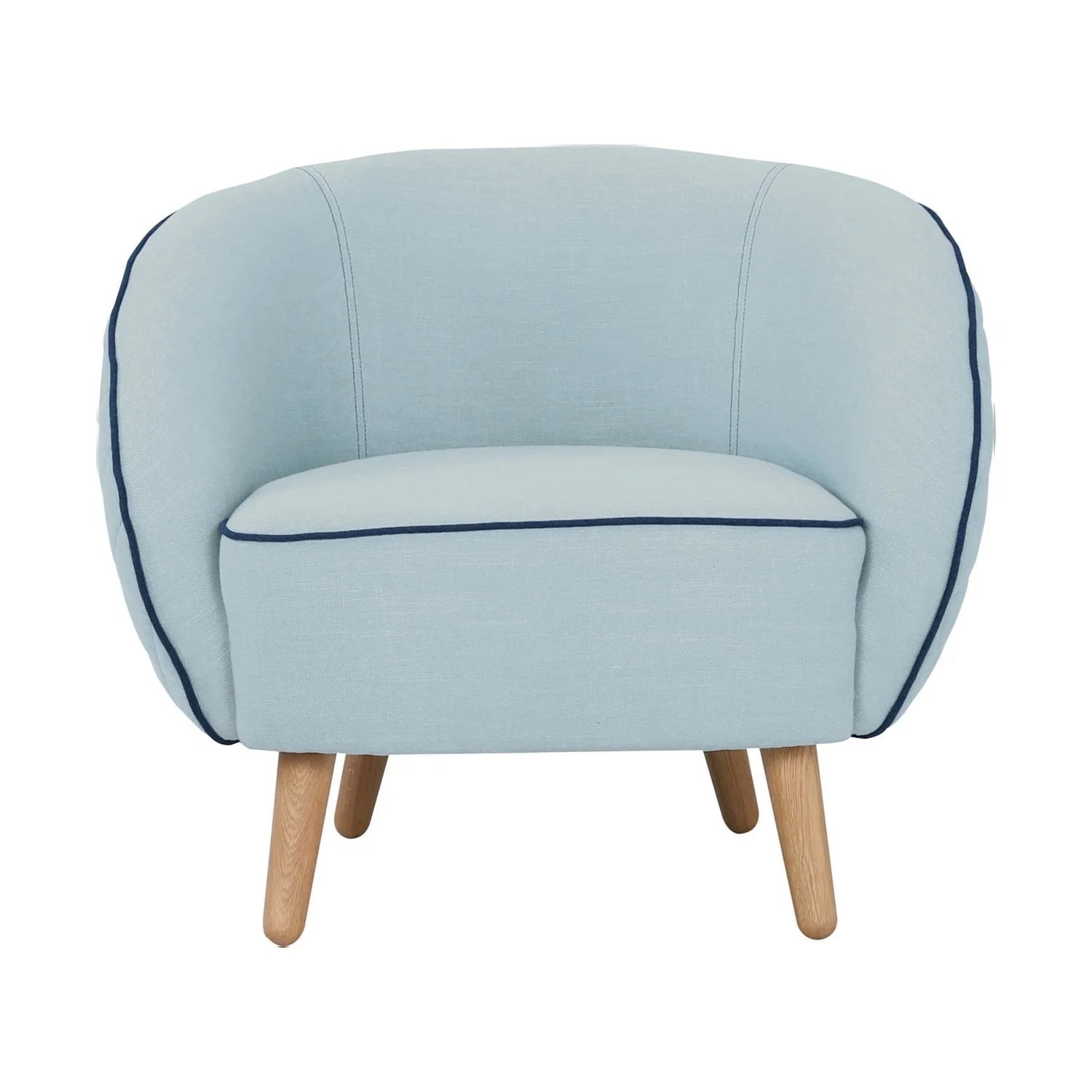 Brat Aquamarine Lounge Chair Front Design with Oak Legs