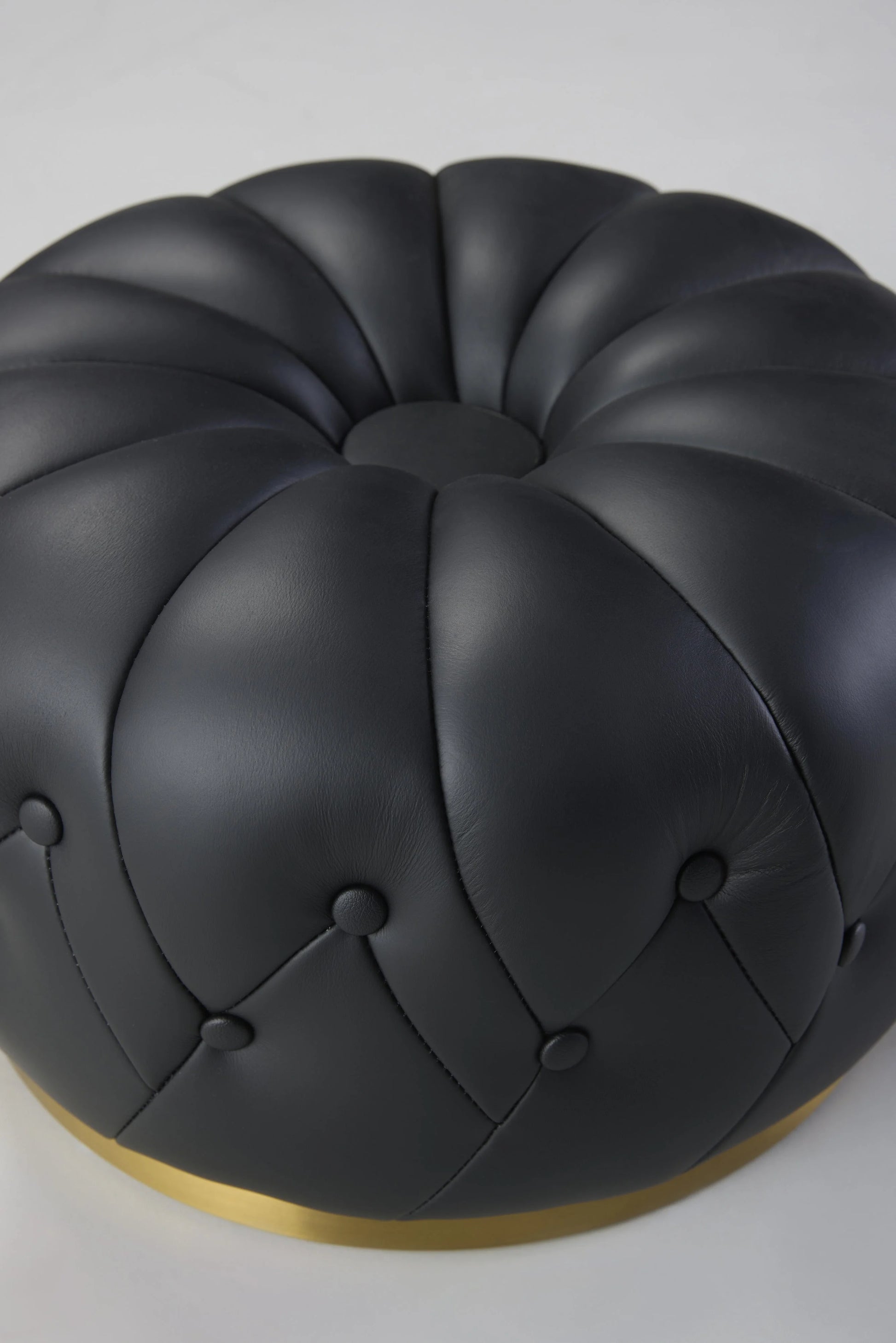 Closeup Rowan Small Ottoman Black Detail