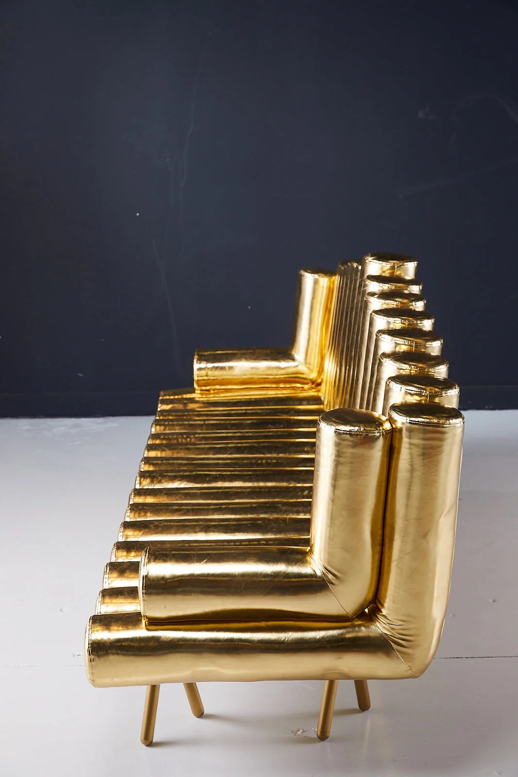 Cordelia Gold Sofa Side Angle