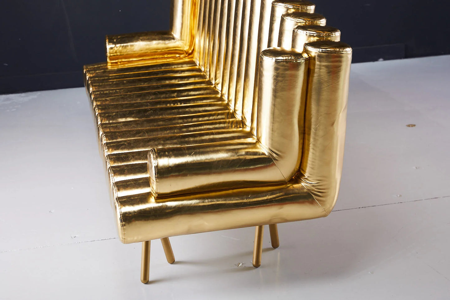 Cordelia Gold Sofa Side View