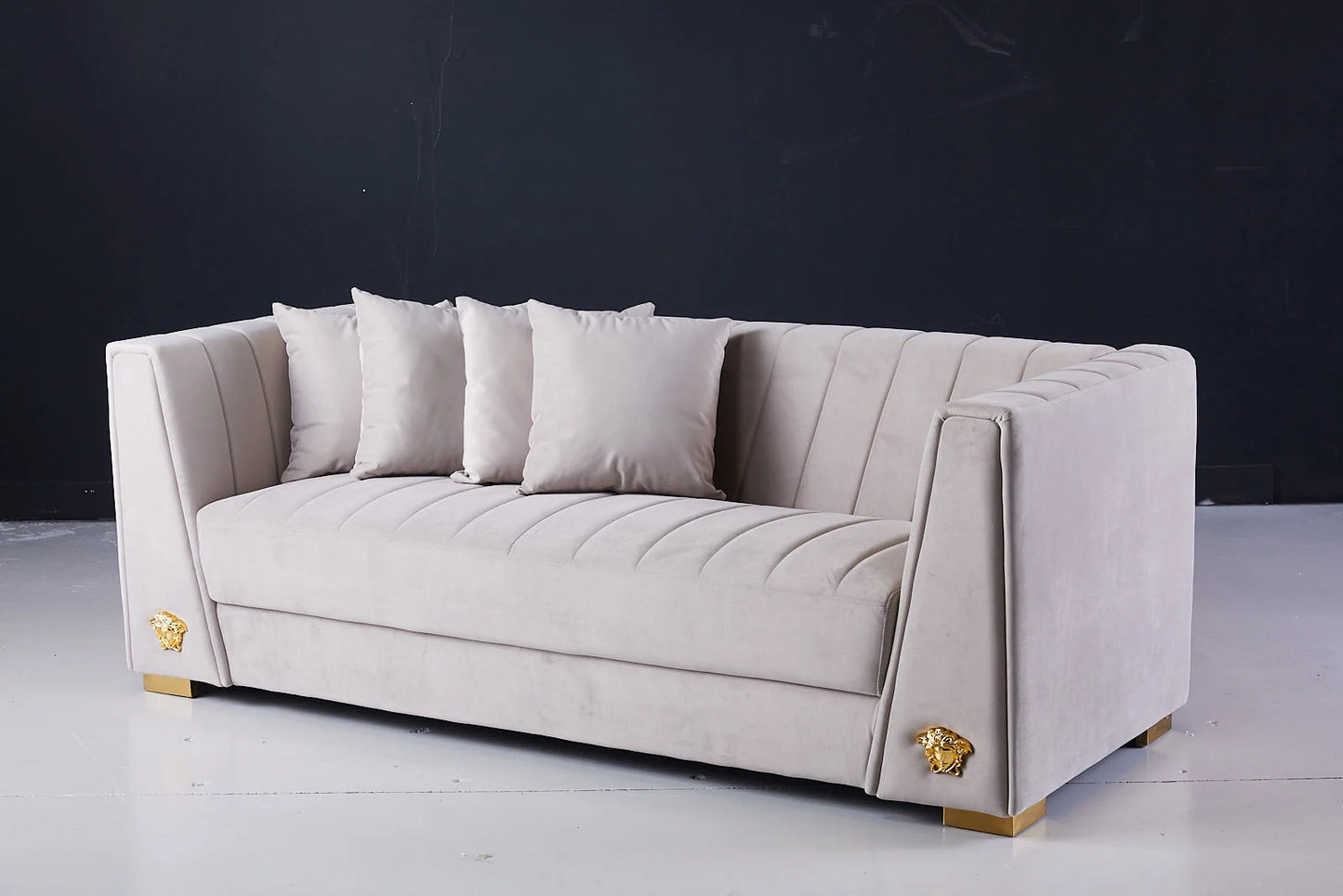 Cozy & Relaxing Deniz 3 Seater Beige Velvet Couch