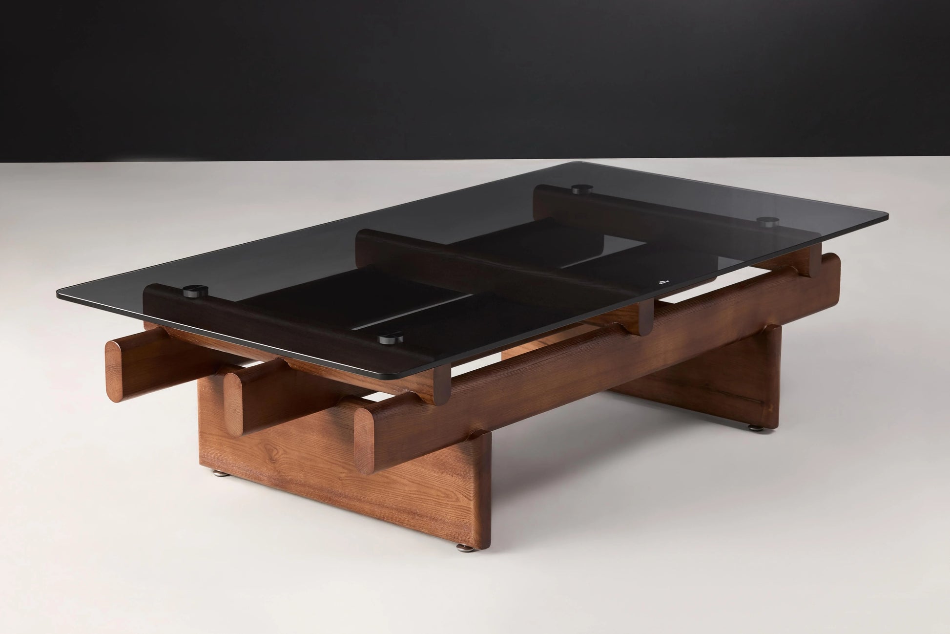 Dana Solid Wood Coffee Table With Black Glass Top