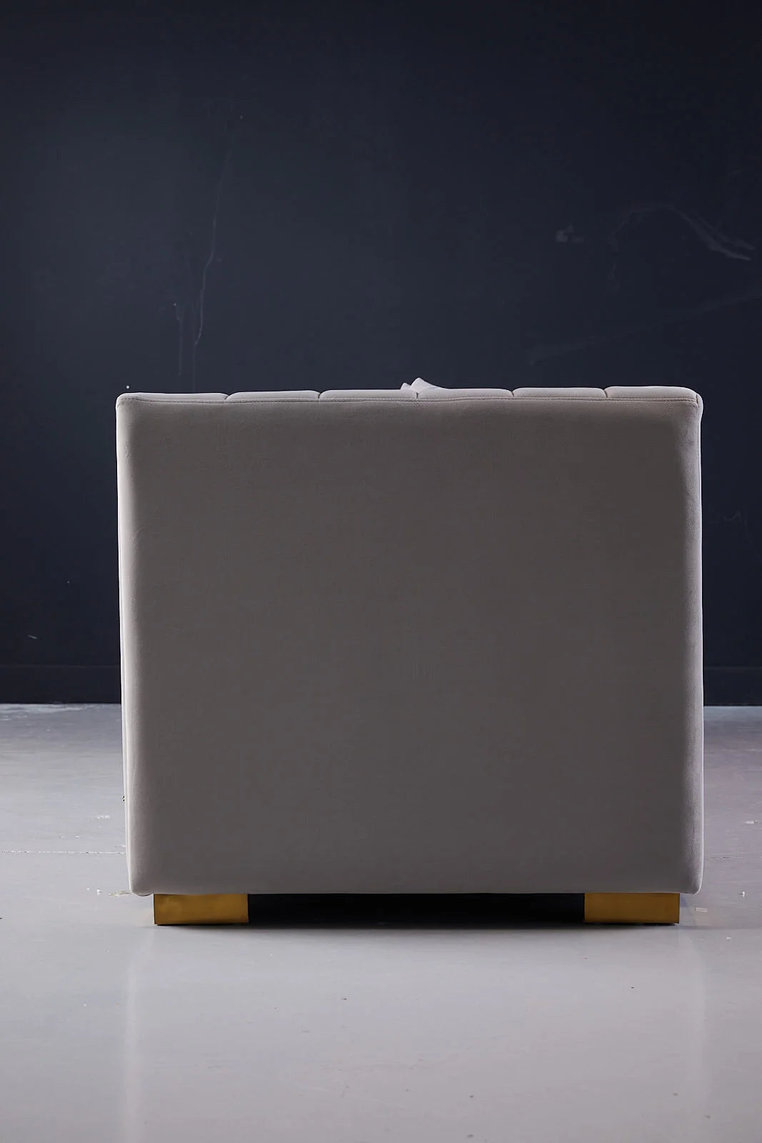 Deniz 3 Seater Beige Velvet Couch Closeup on Side Build