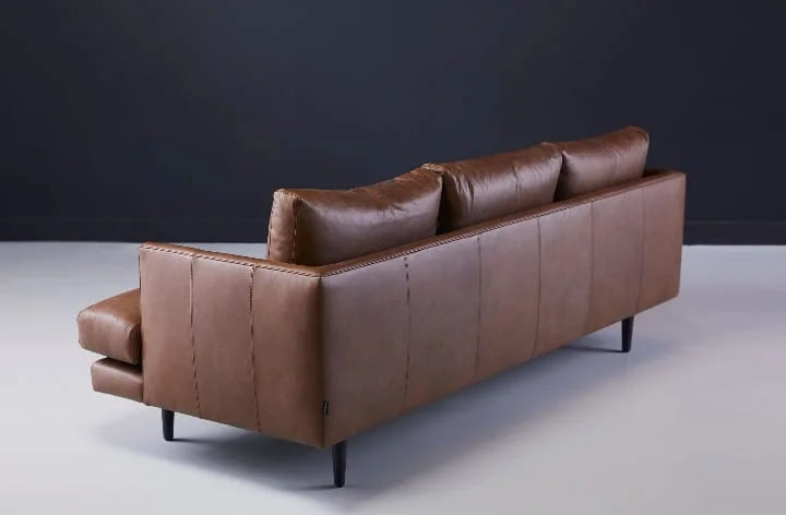Duster 3 Seater Brown Leather Sofa Back View