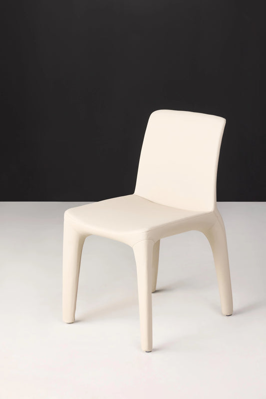 Elegant Leather Nele Dining Chair - Beige Grey