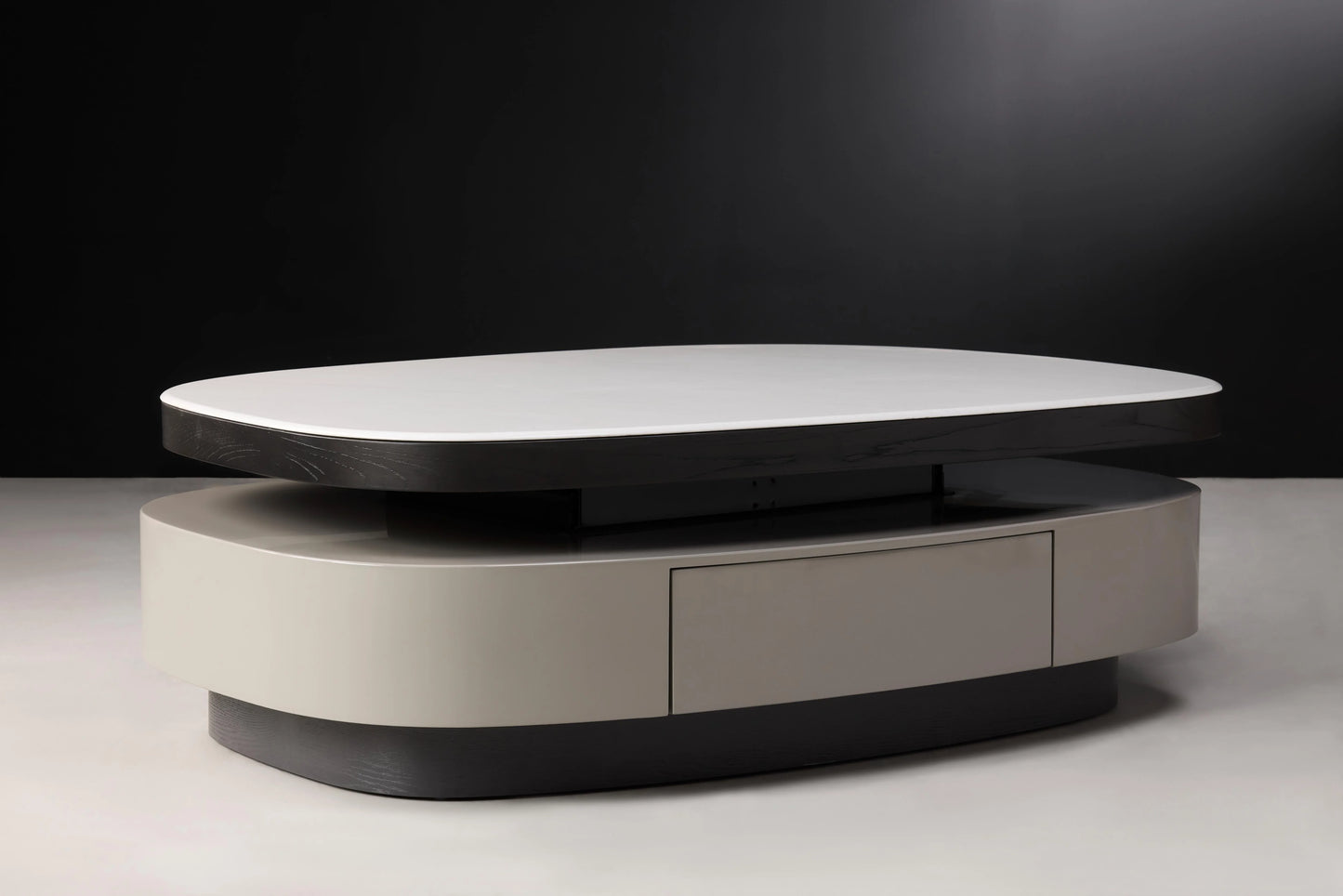 Elin coffee table with marble and wood design