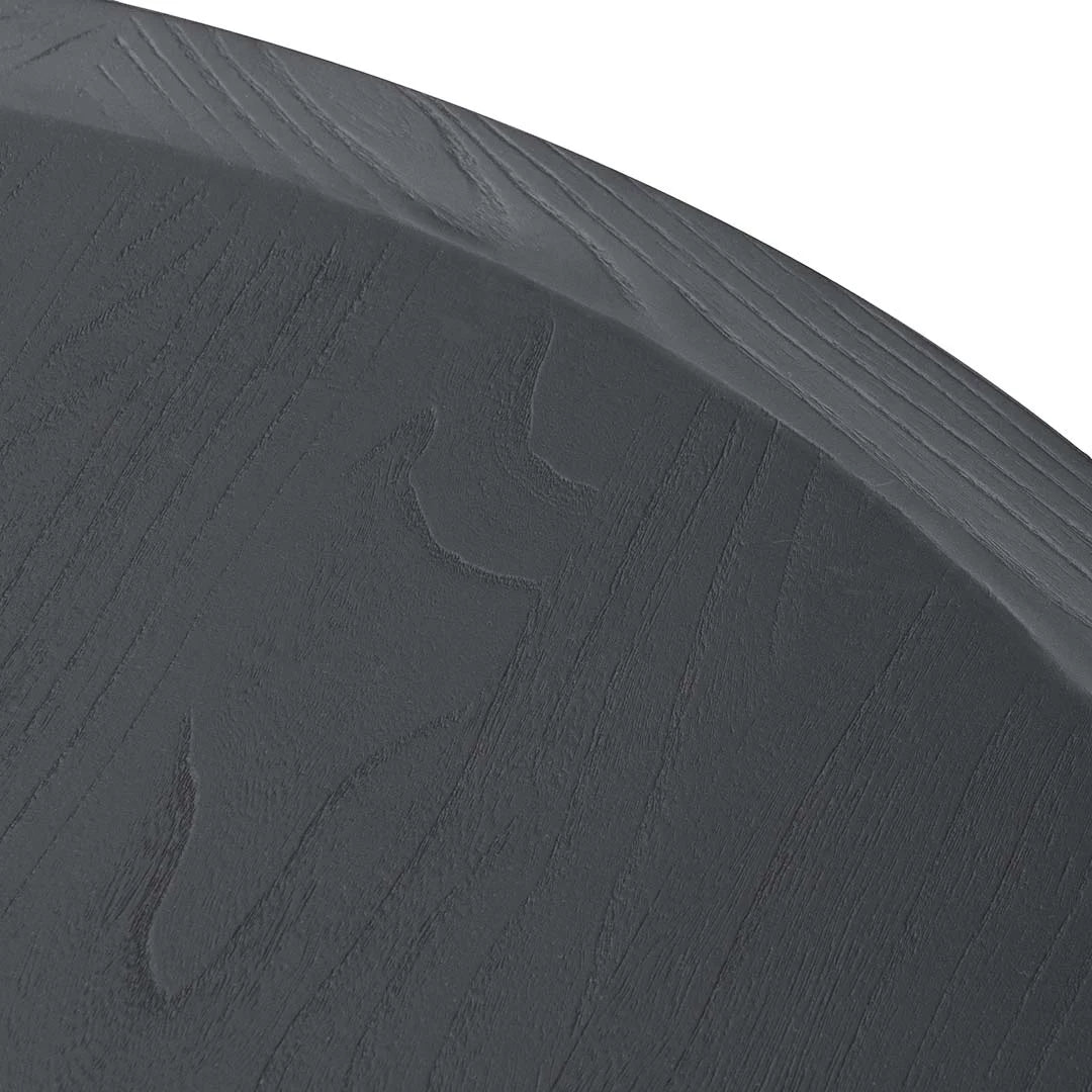 Elm Ball Coffee Table Black Wood Surface Details