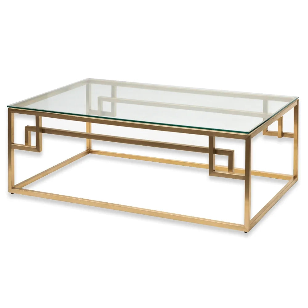 Ex Display Gold Base Clear Glass Table