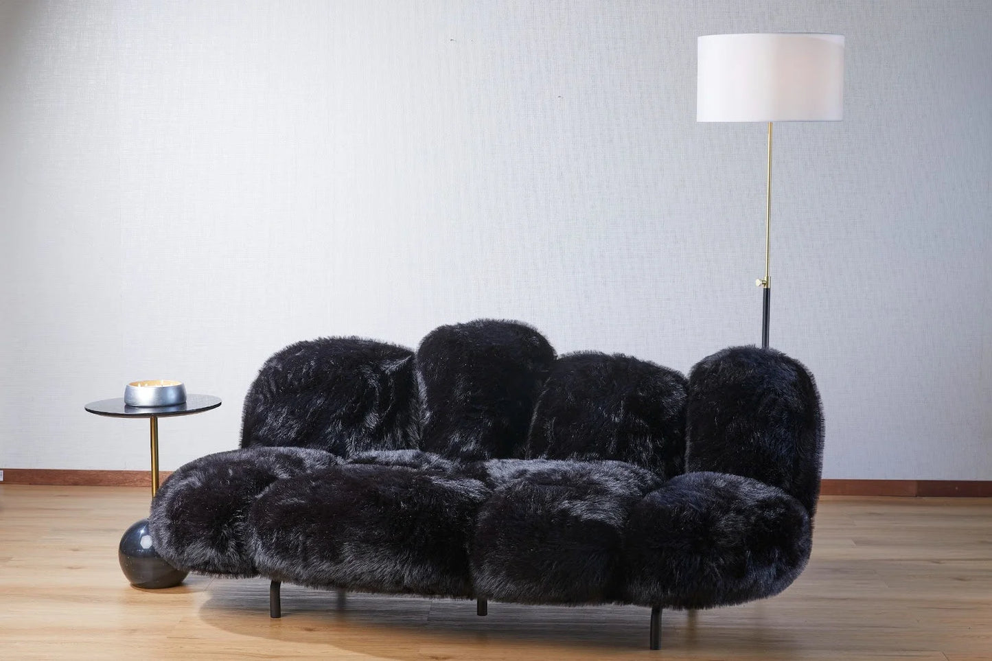 Fern’s black faux hair sofa - Livingroom Display