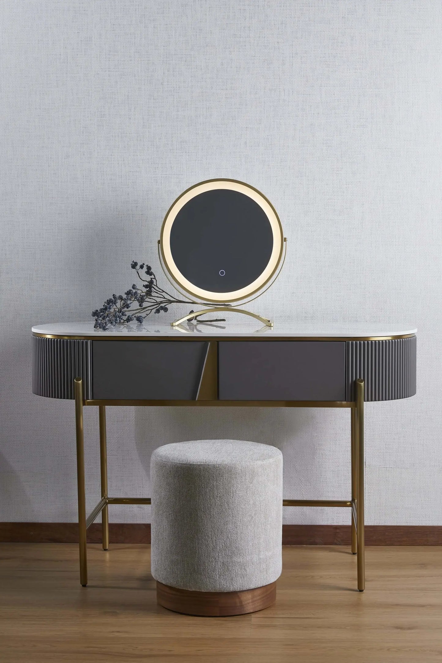 Flora Dressing Table With Mirror and Marble Top Elegance