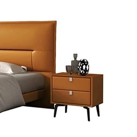 Fox Bedside Cabinet Brown PU Leather - White Background