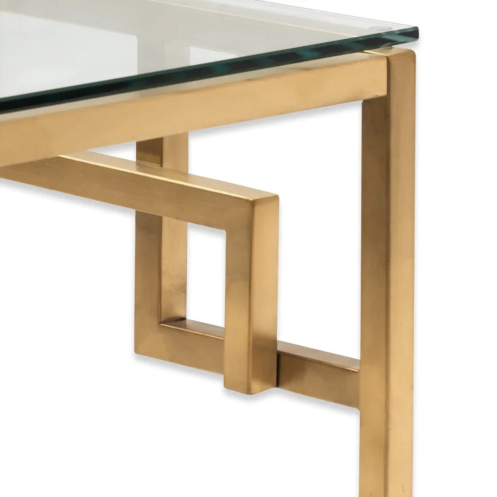 Gold Stainless Steel Base Table Joinery Close-Up