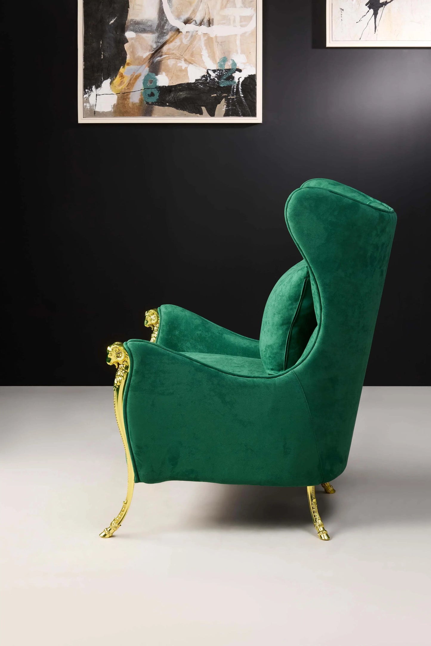 Green Crown Velvet Chair Side View