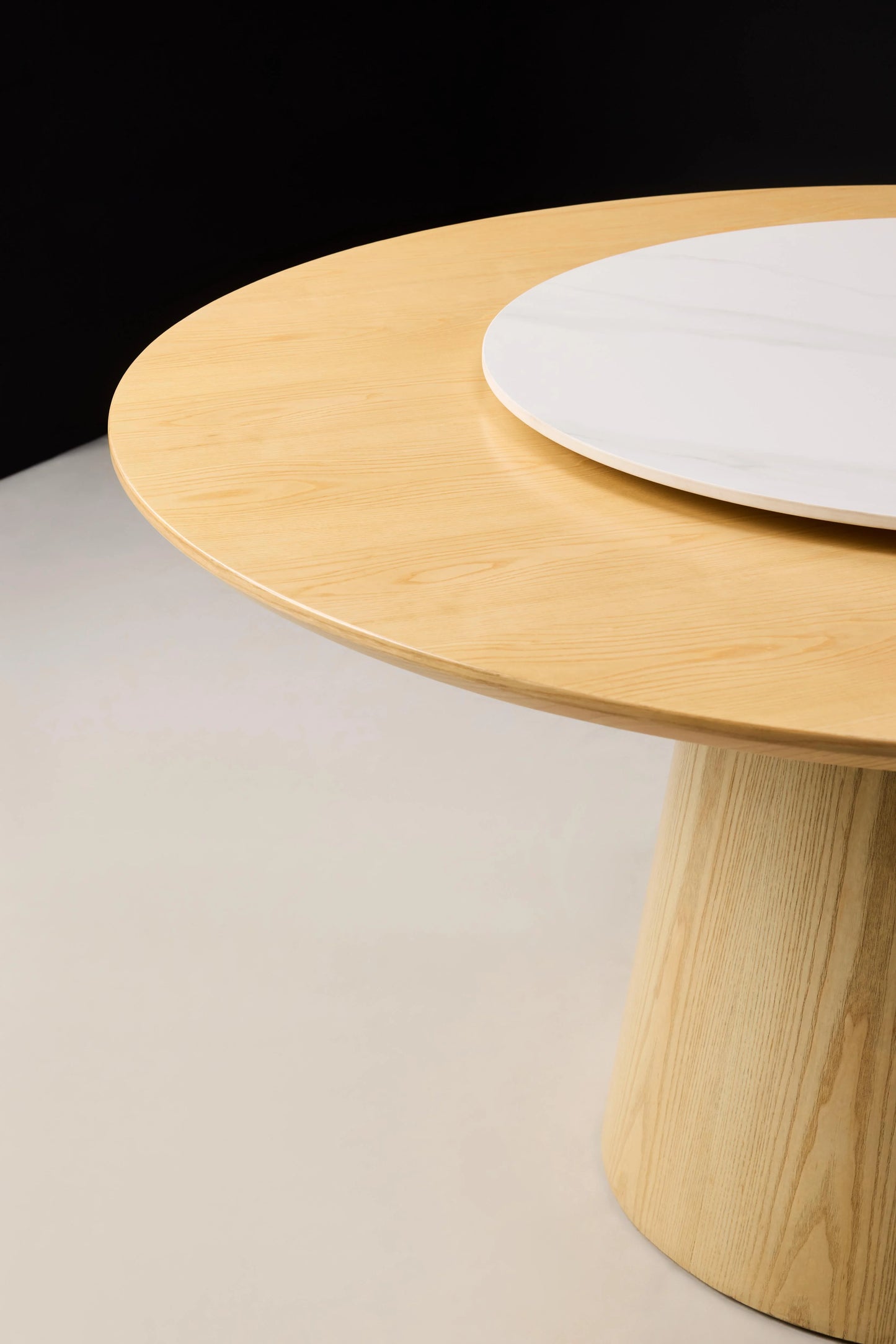 Hedda Light Wood Round Dining Table - Left Half Display