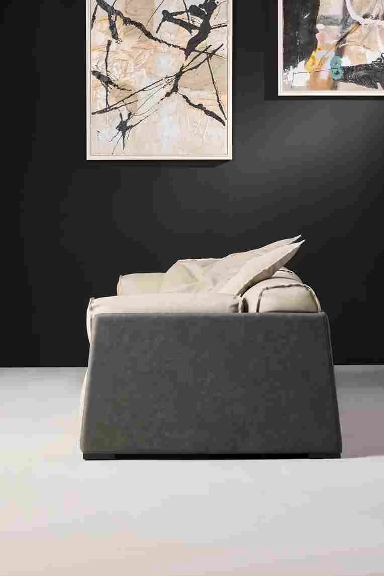 Hugo 3 Seater Taupe Sofa Side View