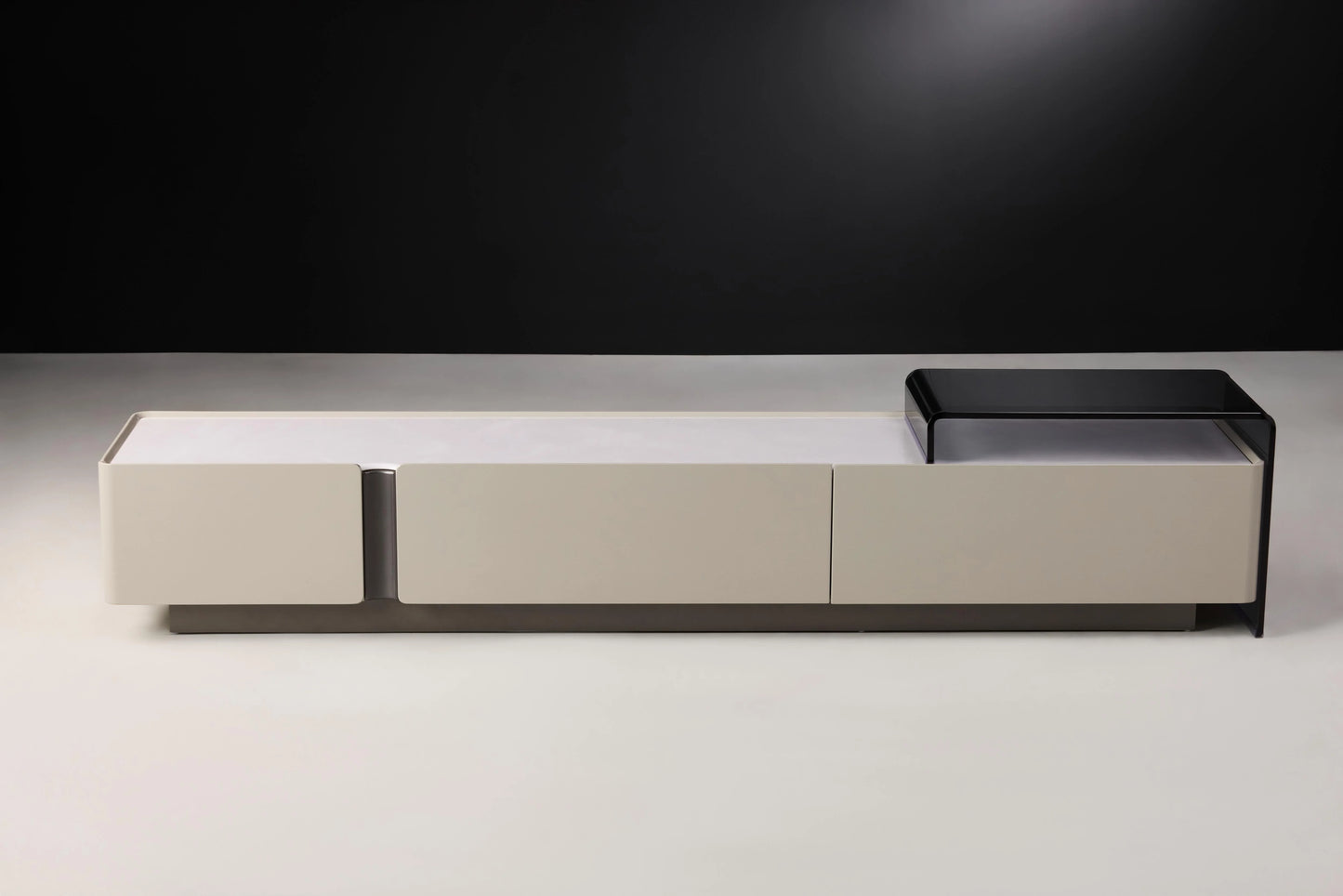 Kian Beige TV Unit with Extendable Glass Top Display