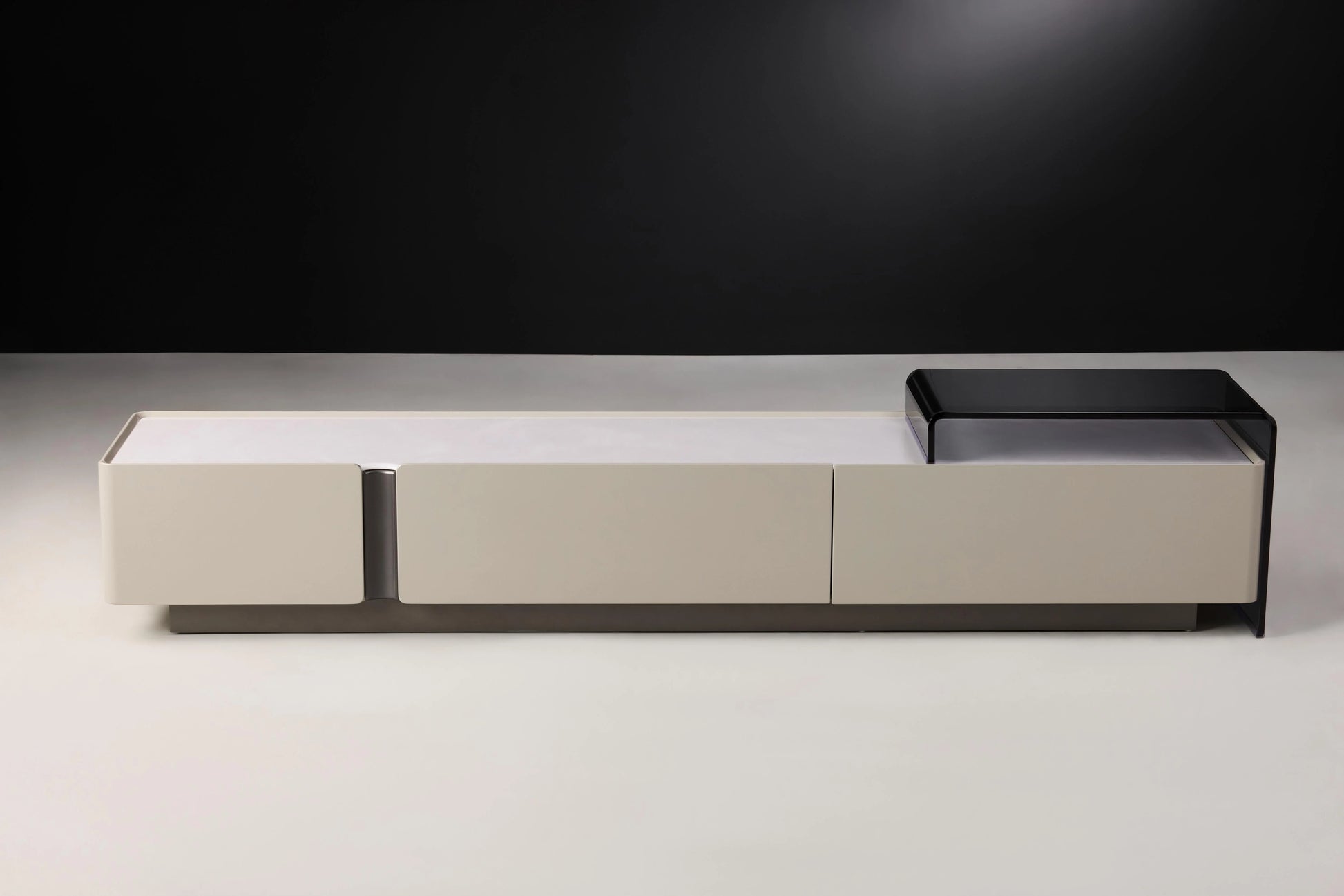 Kian Beige TV Unit with Extendable Glass Top Display