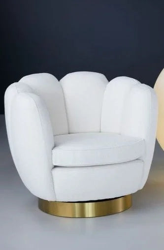 Luxurious White Lily Swivel Chair