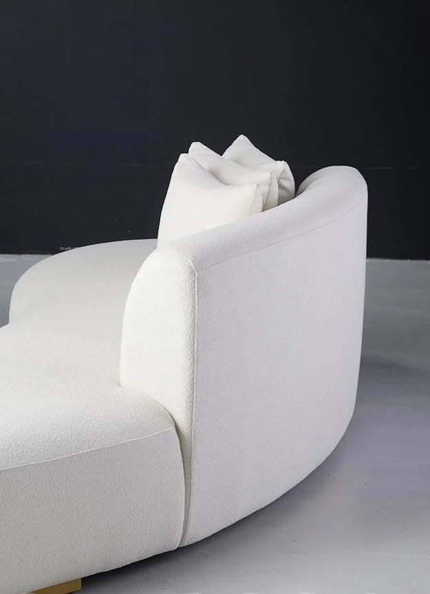 Marissa White Fabric Couch - Side View