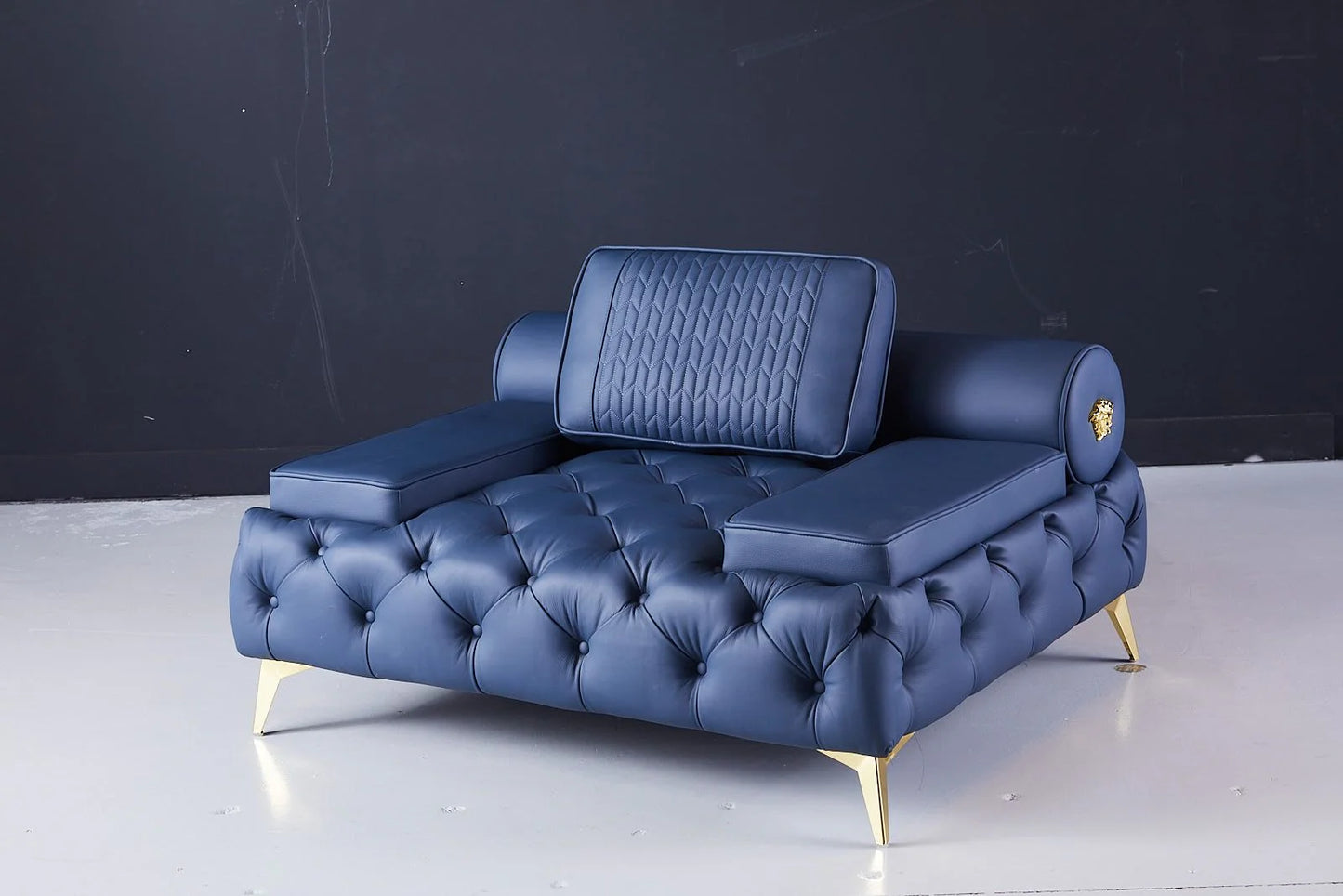 Mars 1 Seater Leather Sofa - Navy Blue