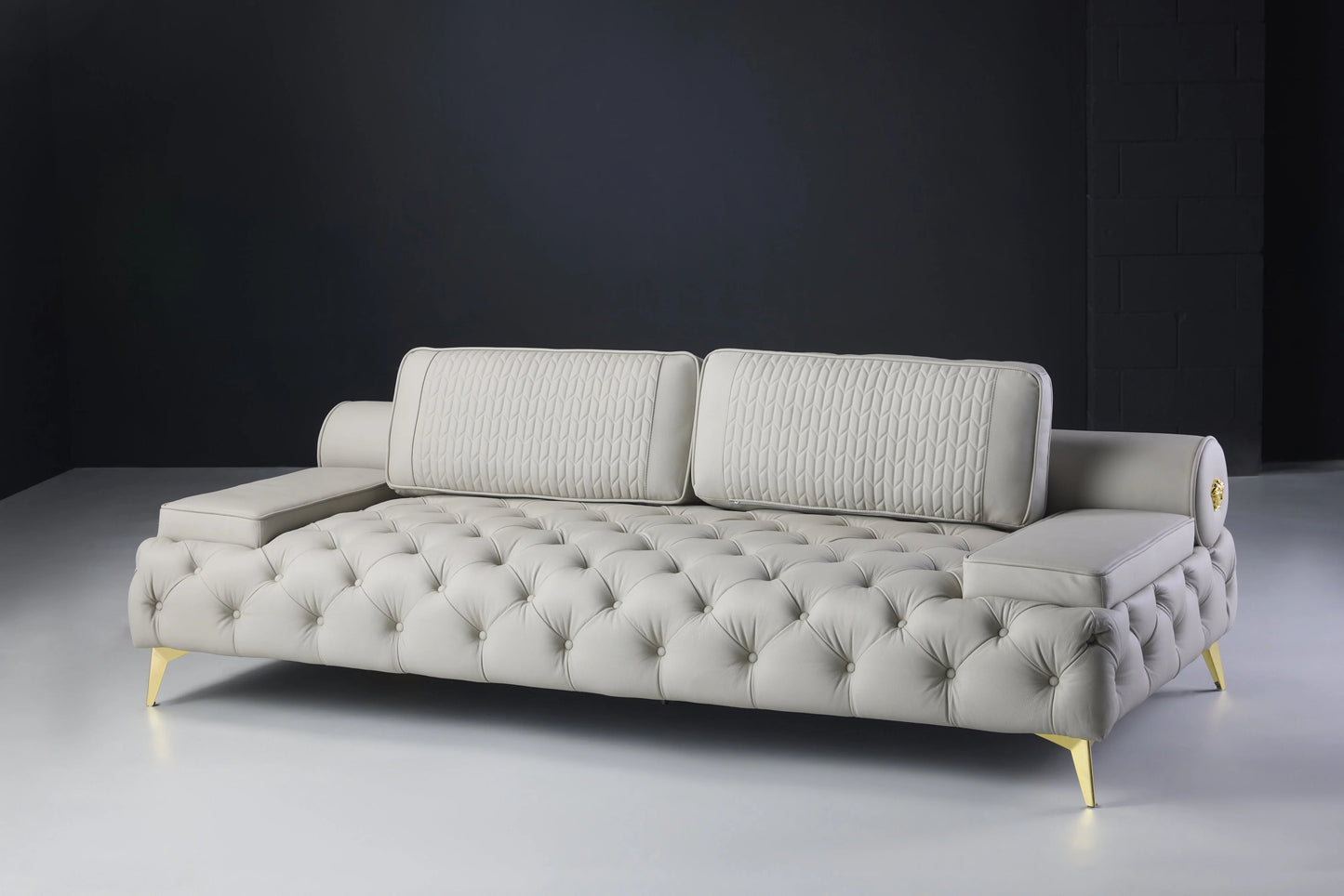 Mars 3 Seater Leather Sofa - Gray