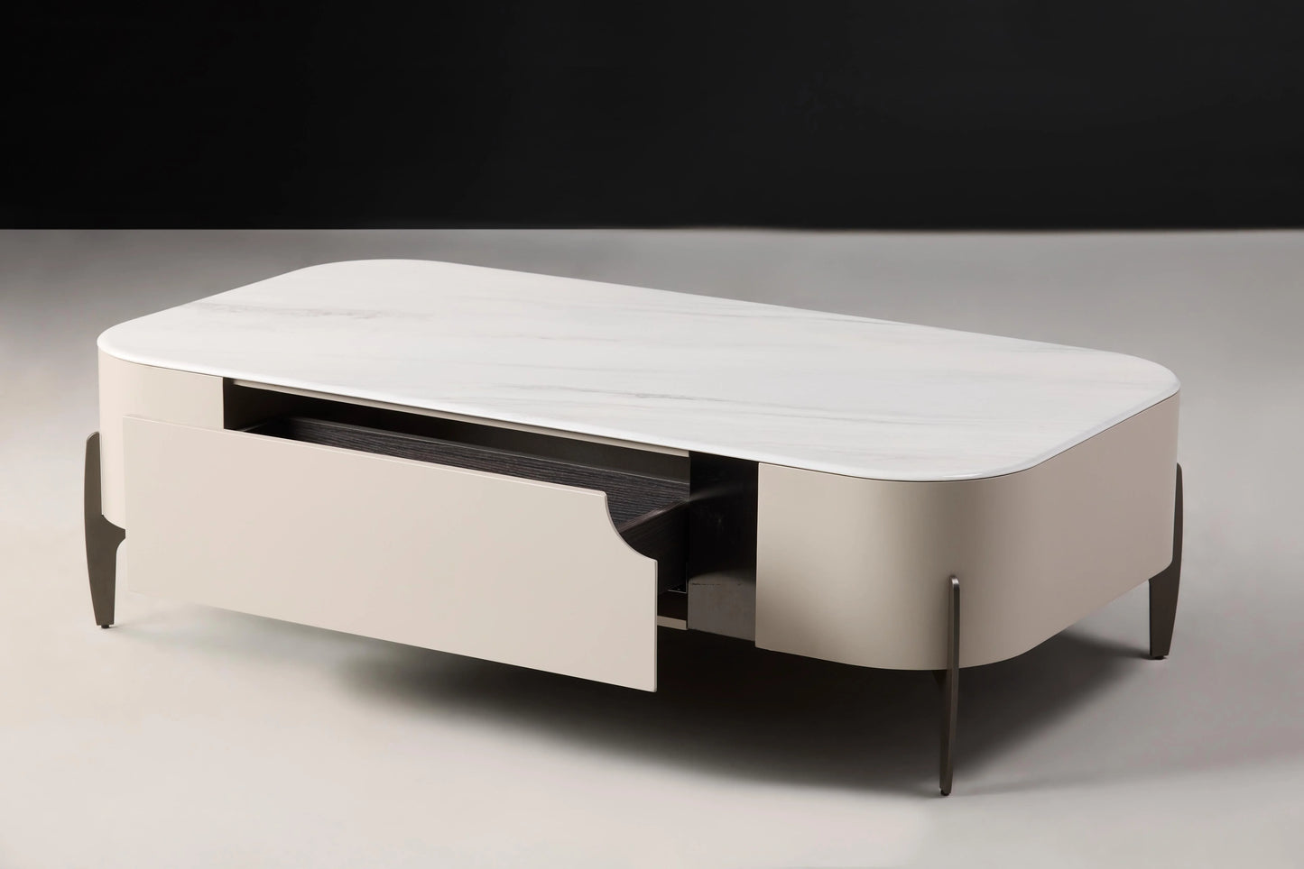Maya Beige Tv Unit White Marbe Storage Space