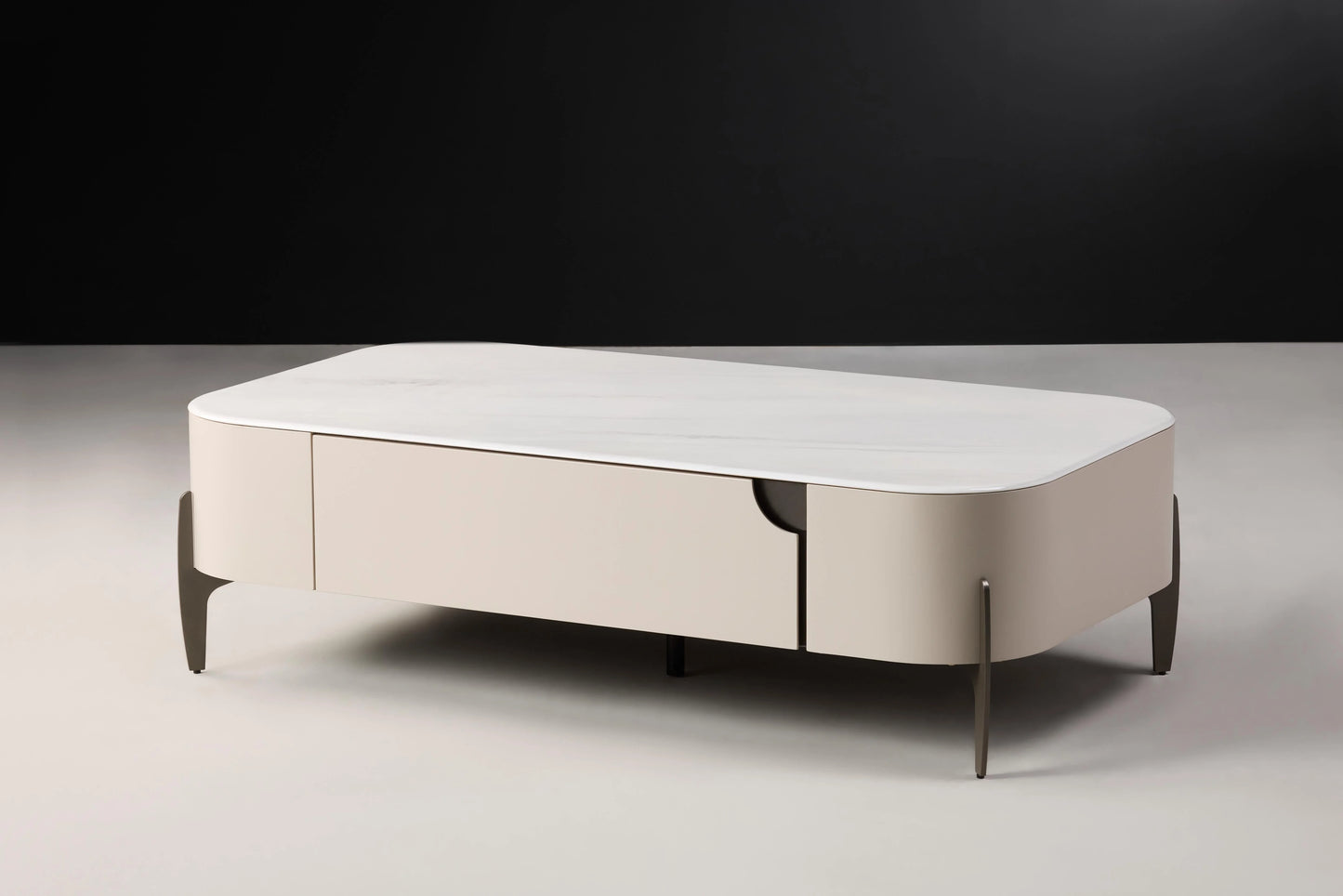 Maya Beige Tv Unit With Marble Top Display