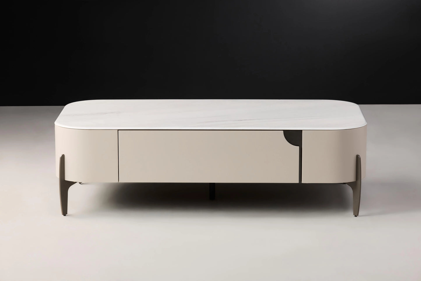 Maya Beige Tv Unit With Marble Top - Front Display