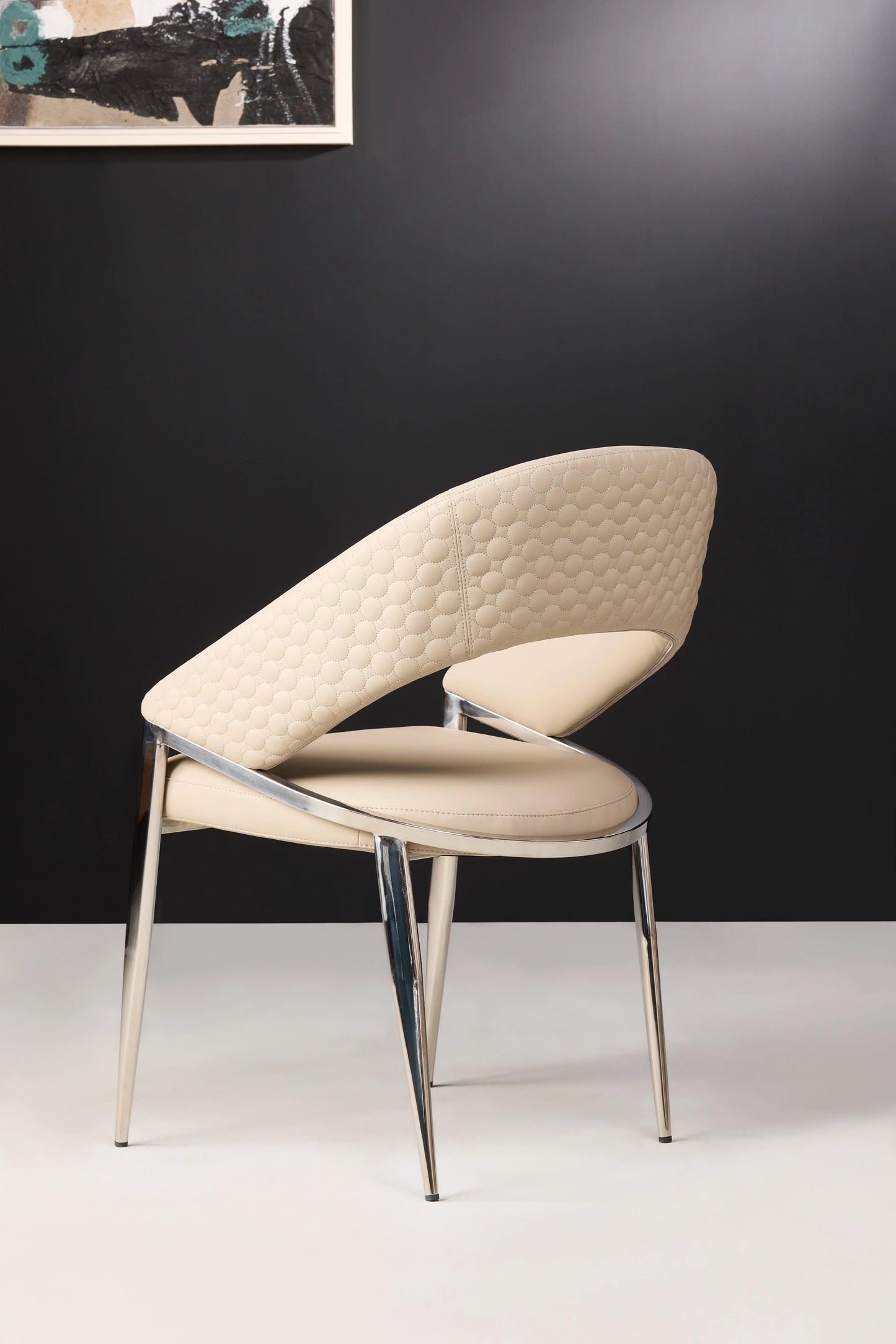 Moa Pu Leather Dining Chair Beige - Back View