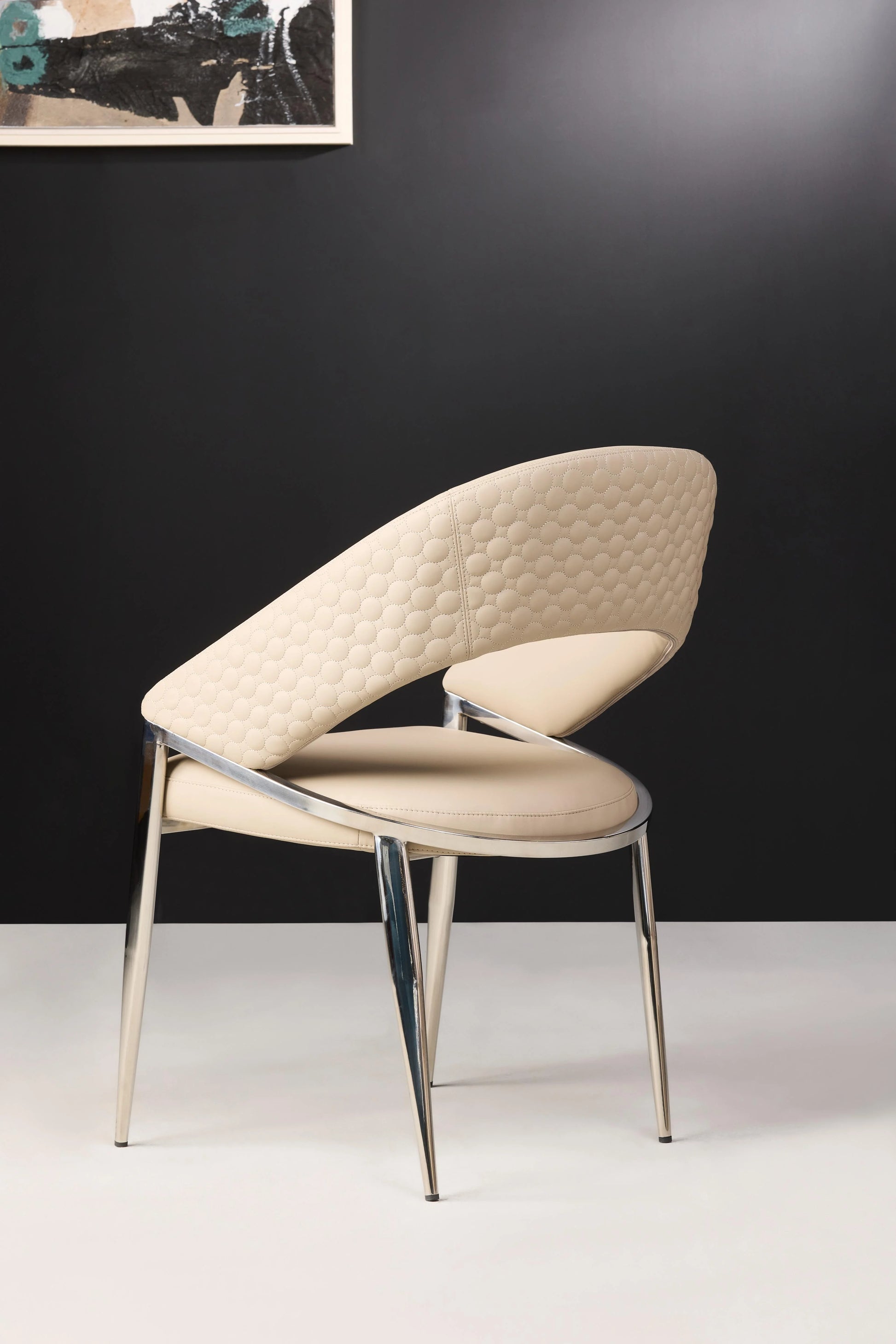Moa Pu Leather Dining Chair Beige - Back View