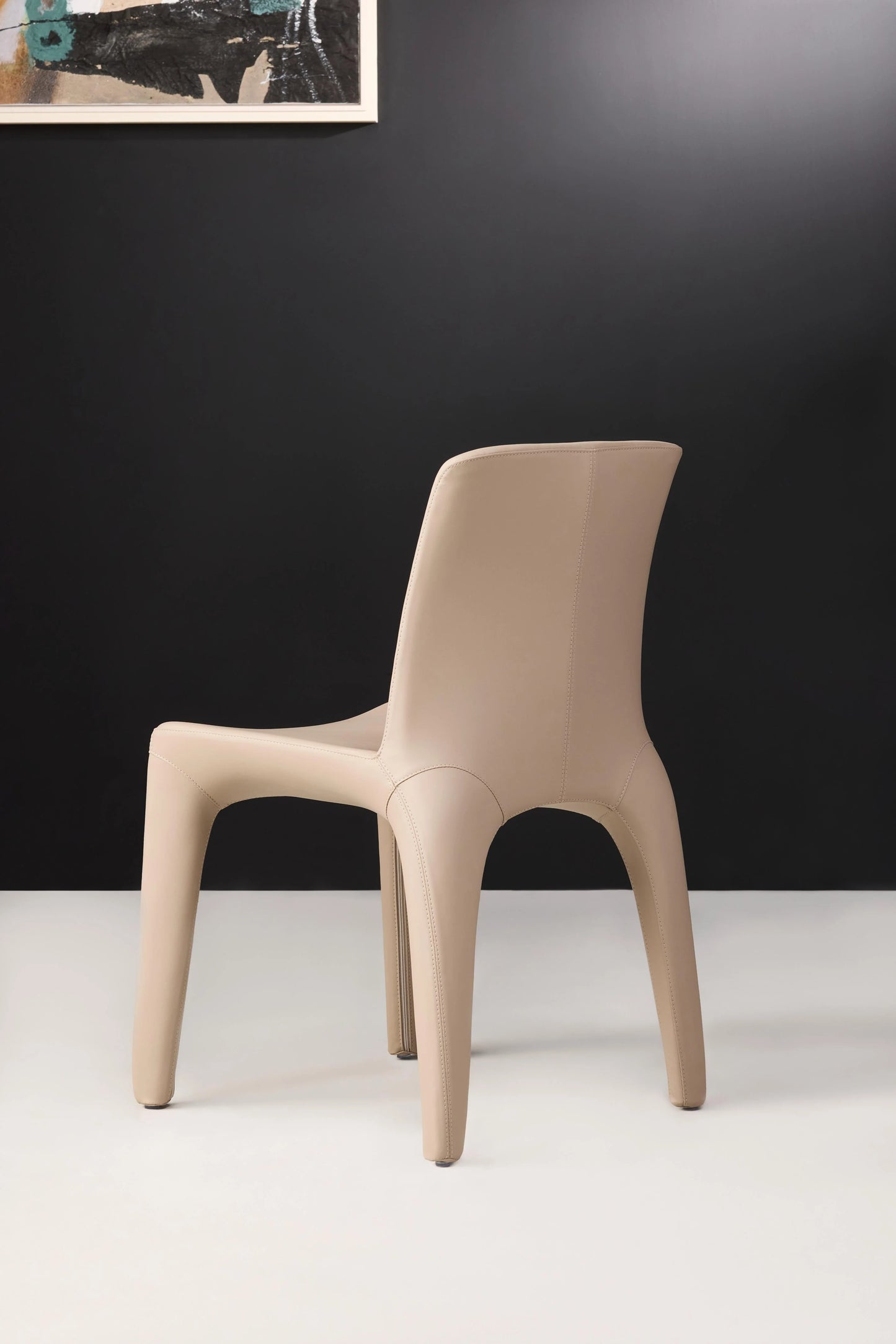Nele Pu Leather Dining Chair - Light Brown