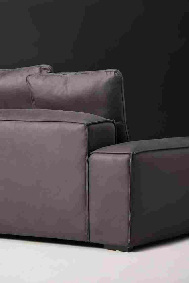 Nico 3 Seater Charcoal Close Up - Luxurious Cushions