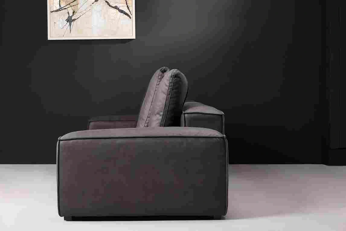 Nico 3-seater Sofa in Charcoal - Side View