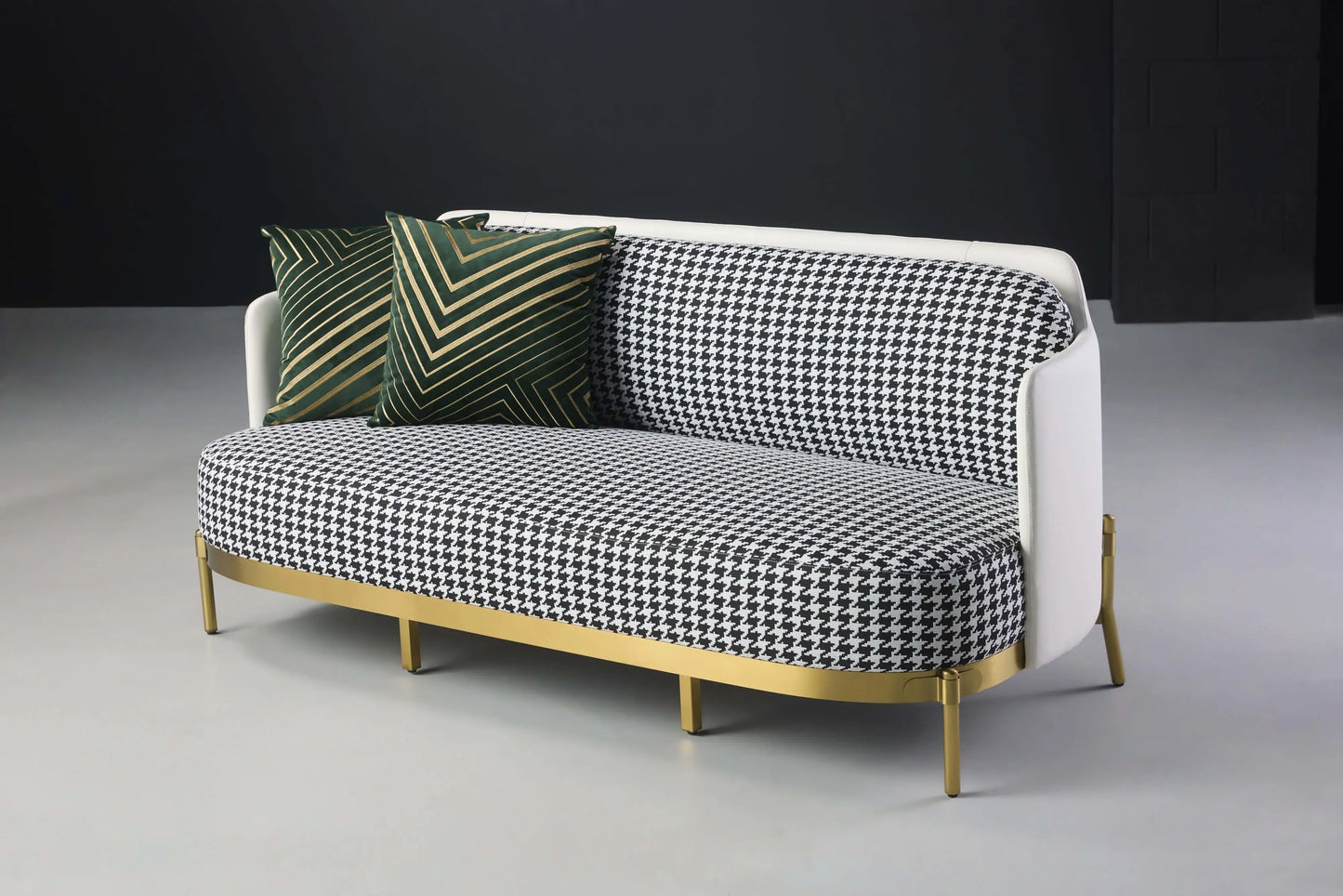 Paris 3 Seater Couch and Green Pillows