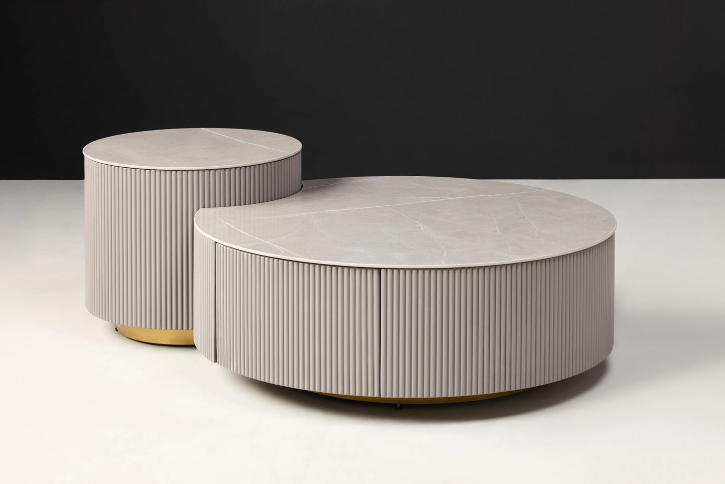 Puck Mdf Coffee Table Grey Marble Top Surface