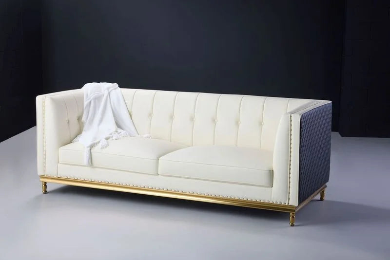 Rowan 3 Seater Leather White Sofa Display