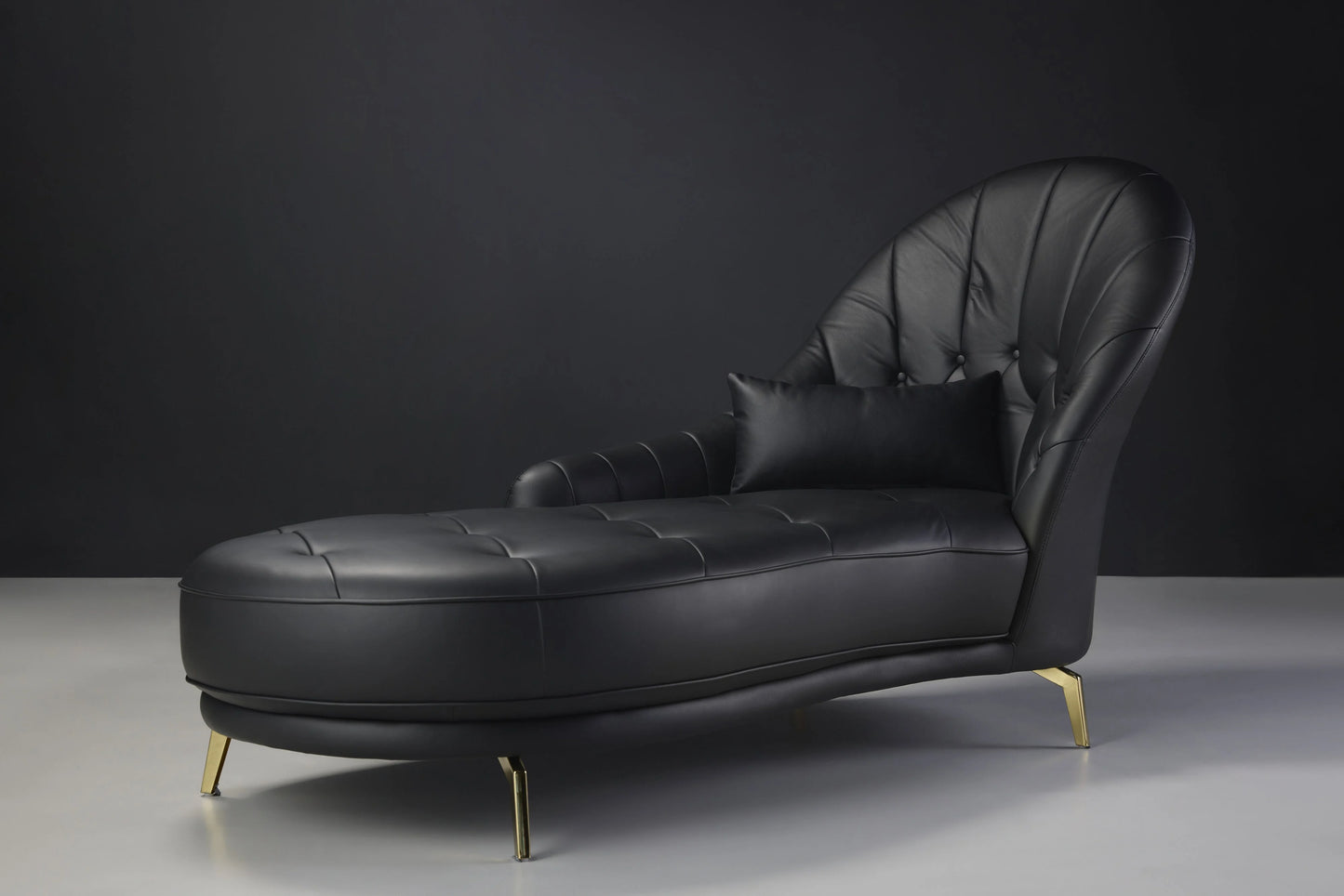 Rowan Black Leather Sofa - Side View