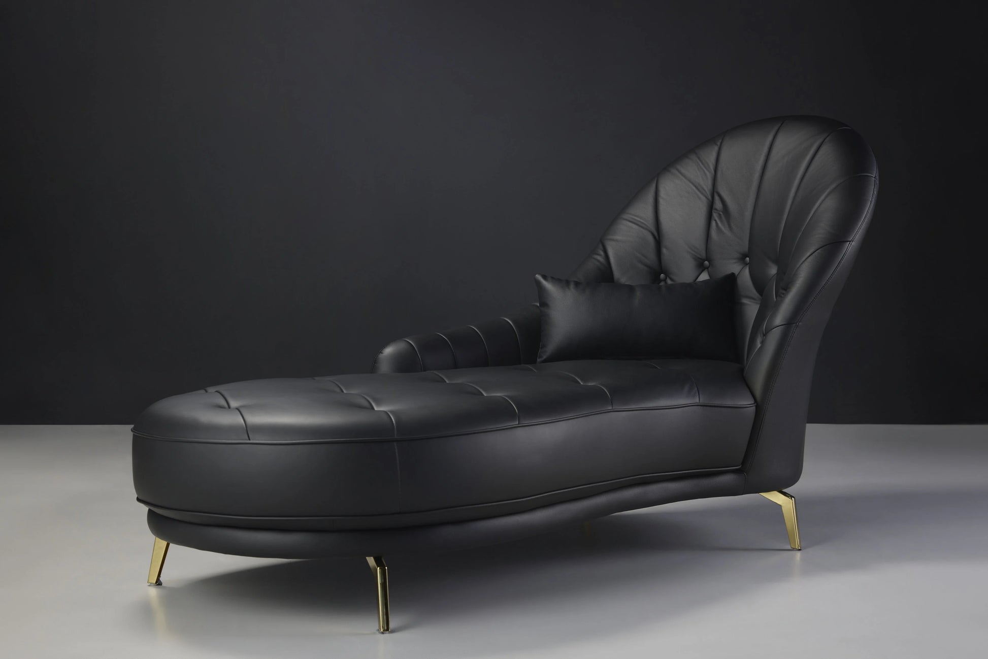 Rowan Black Leather Sofa - Side View
