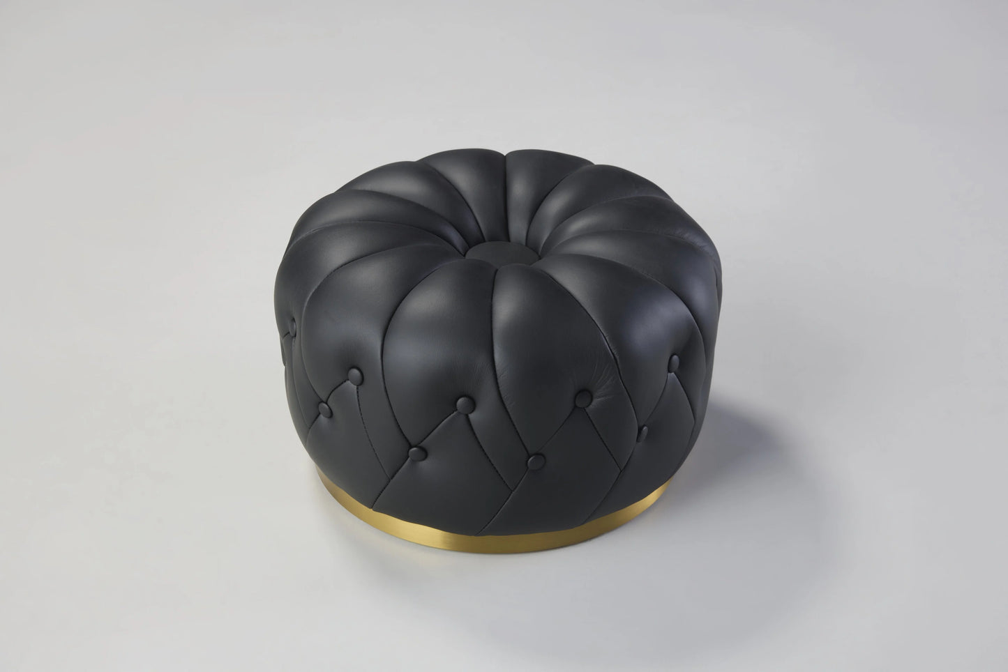 Rowan Small Ottoman Black Leather Bench
