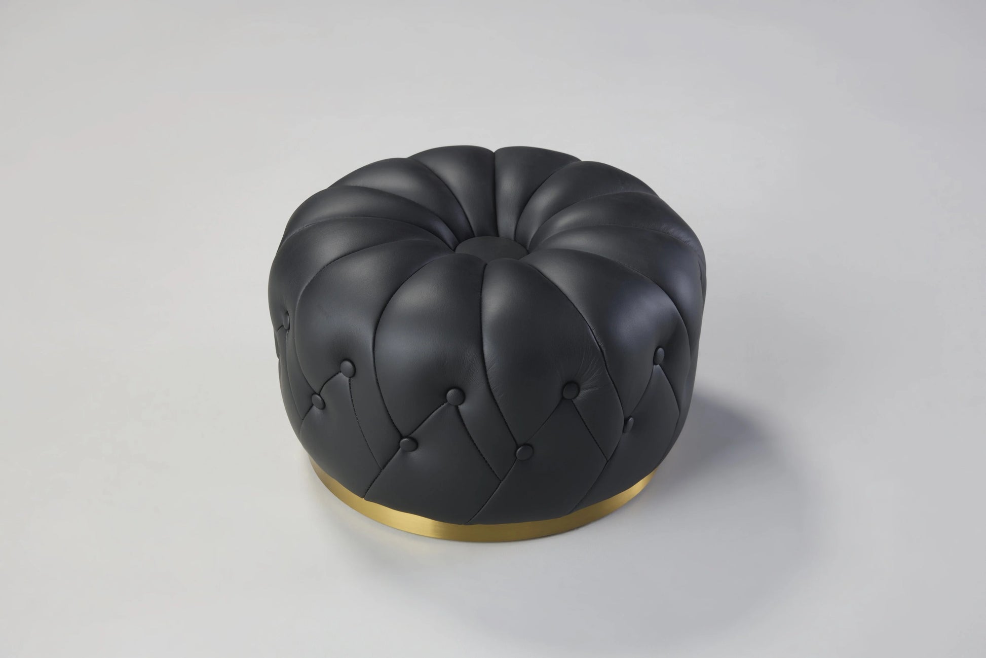 Rowan Small Ottoman Black Leather Bench