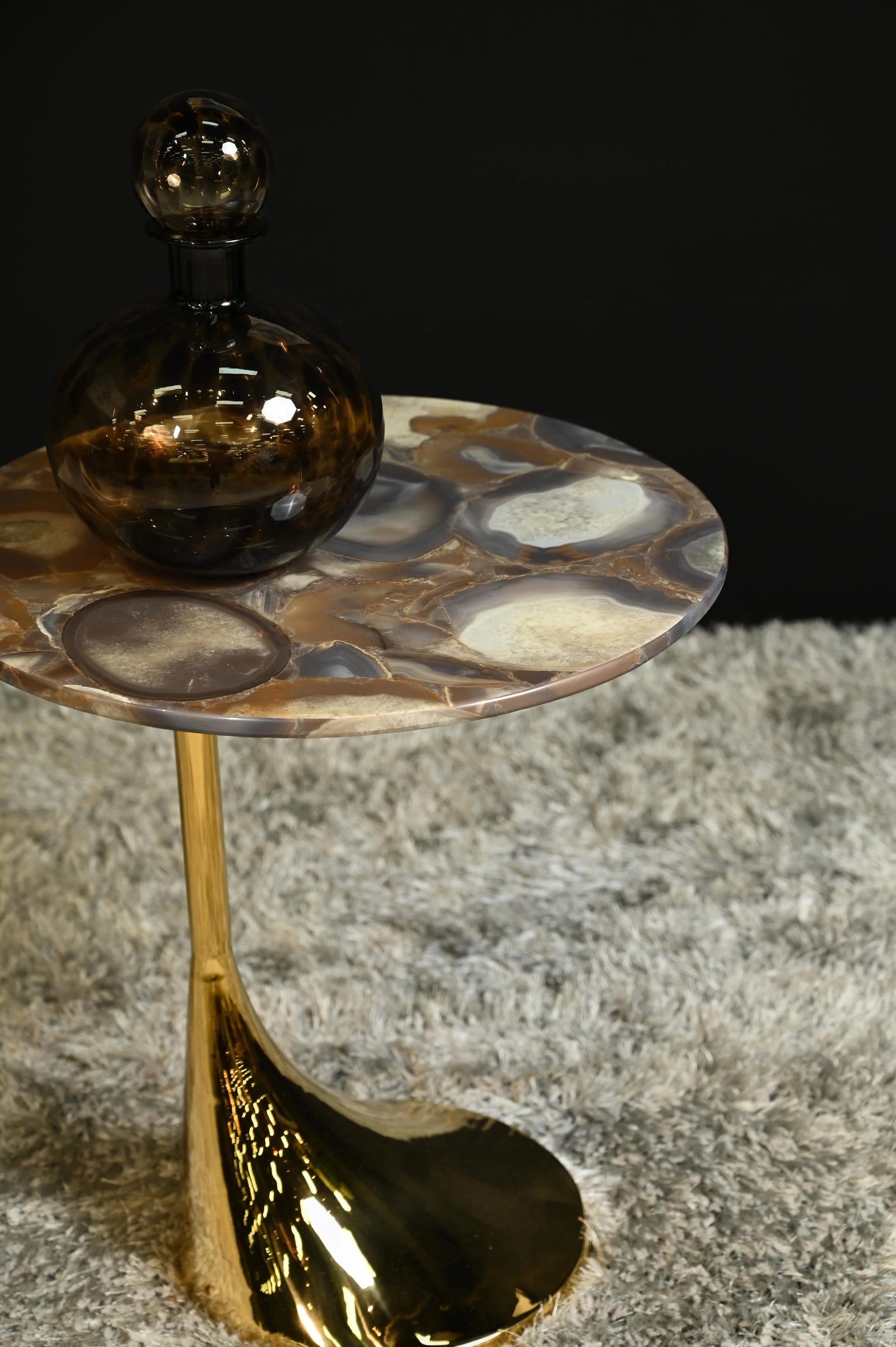 Ruby Side Table Golden Footer Finish