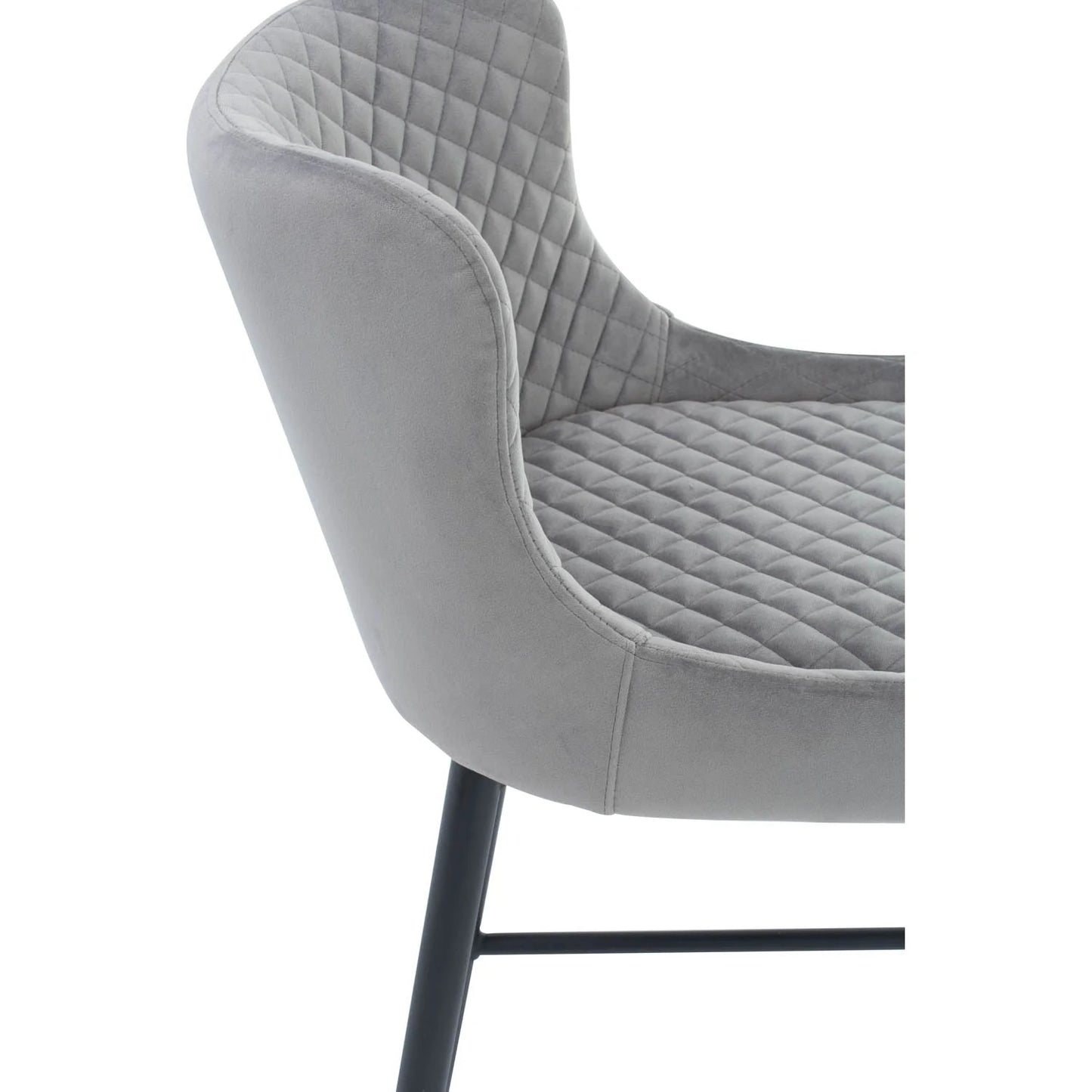 Saskia Grey Counter Chair Soft Velvet Fabric Design