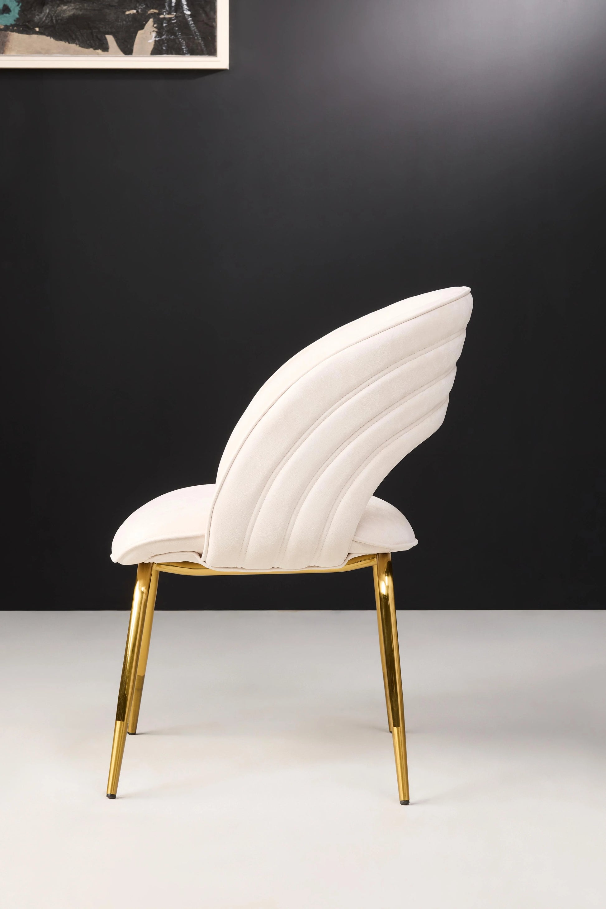 Siv Velvet Dining Chair Cream - Side View