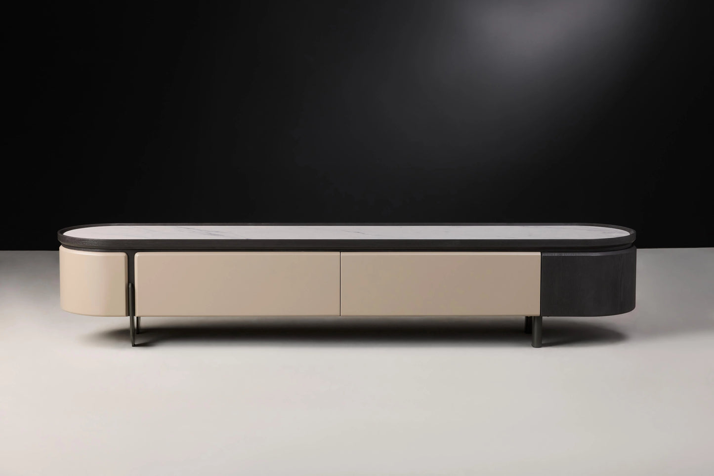 Tiana Beige Tv Unit With Marble Top - Front Display