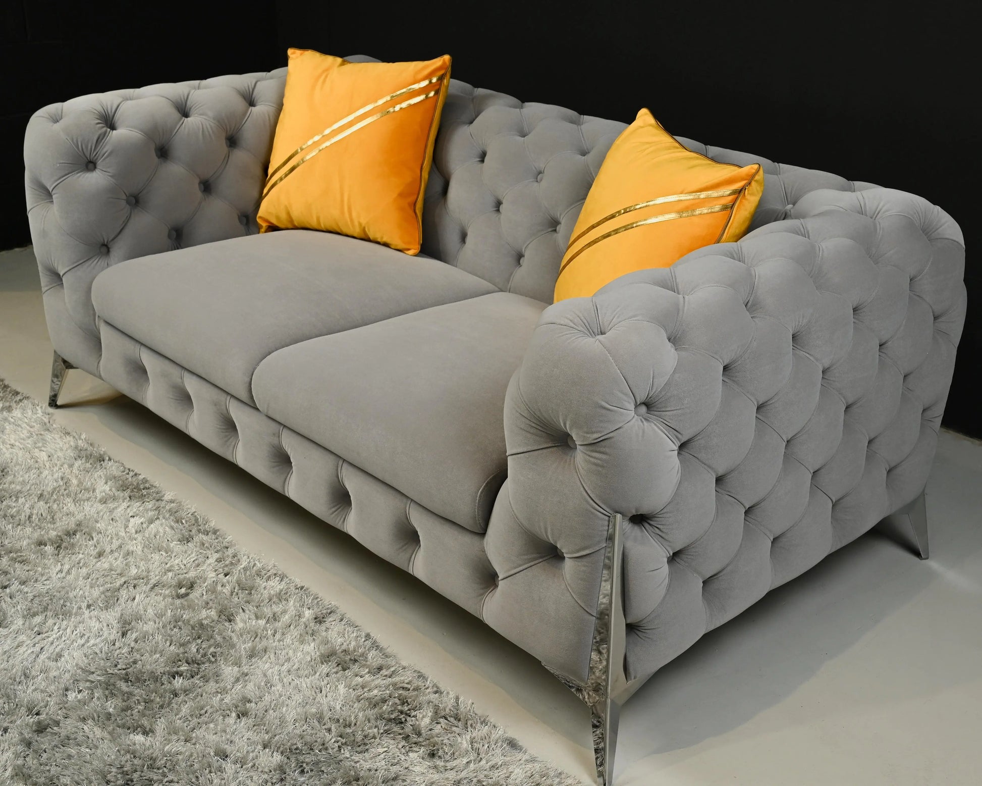 Velvet Mars 2 Seater Grey - Side View