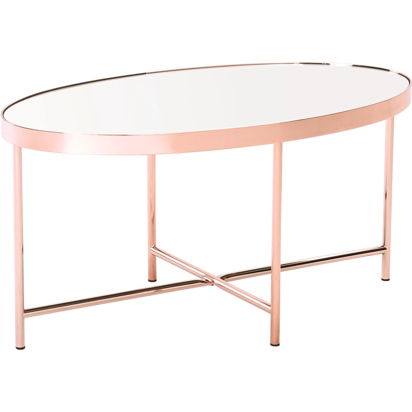 Xander oval mirror top copper coffee table