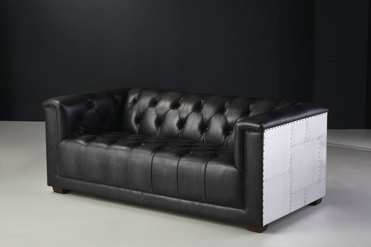 Black Vintage Style Sofa  2 seater