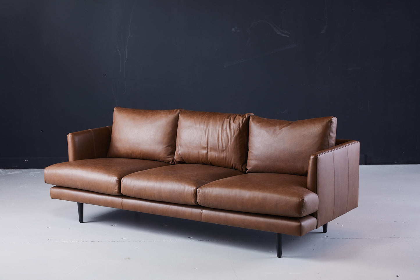 Duster 3 seater brown leather sofa