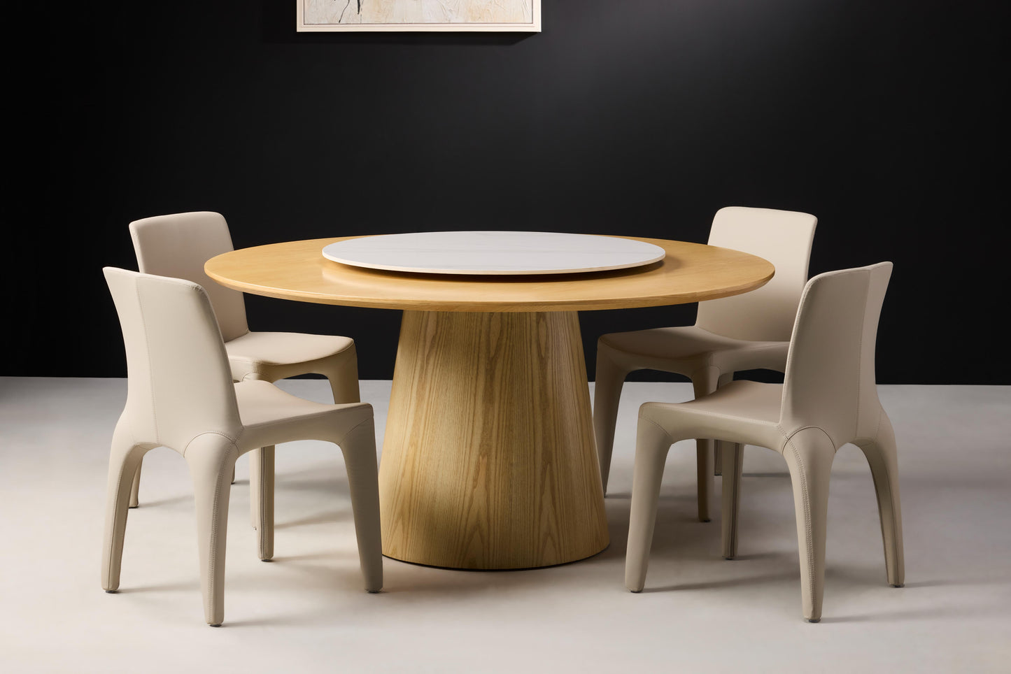 HEDDA wooden round 6 seater dining table - light wood